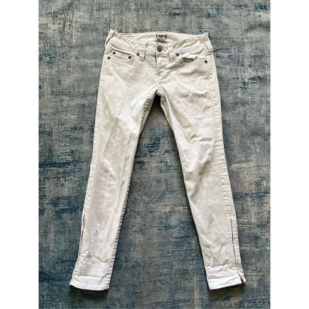 True Religion White Gwen Zippered Ankle Skinny Jeans Size W30